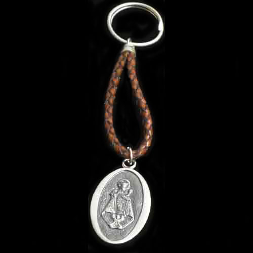 Imagen llaveros cuero y plata Virgen de Covadonga